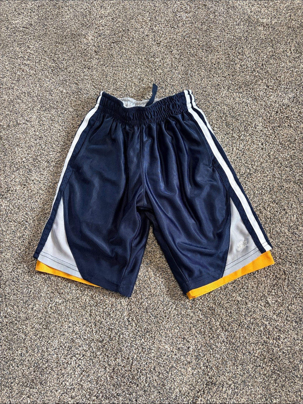 Boys Starter Navy and Gold Athletic Reversible Shorts Size Small 6-7
